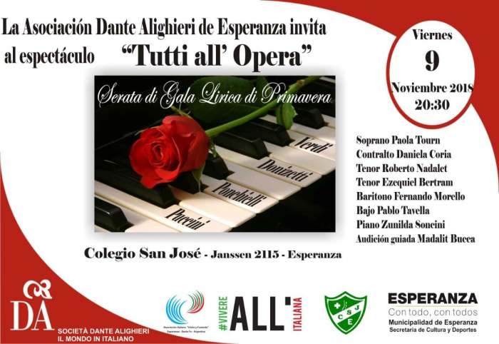 Espectáculo “Tutti All Opera” 9 noviembre -8:30 pm